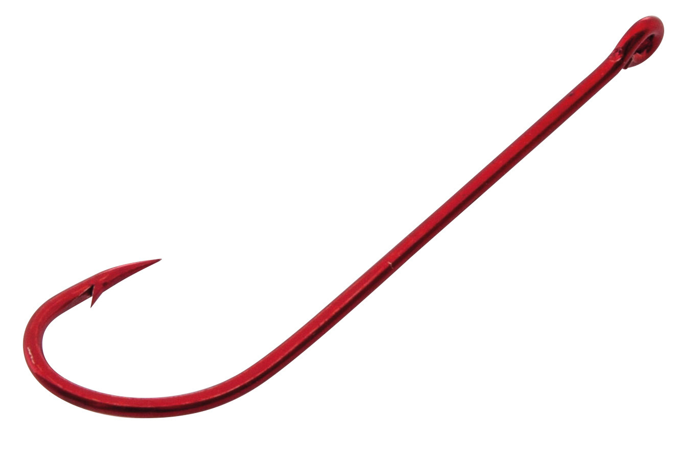 25 x Jarvis Walker Size 6 Long Shank Hooks - Red Chemically Sharpened Hooks