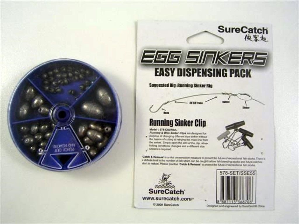 Surecatch Sinker Pack 55 Assorted Egg Sinkers In Easy Dispensing Pack