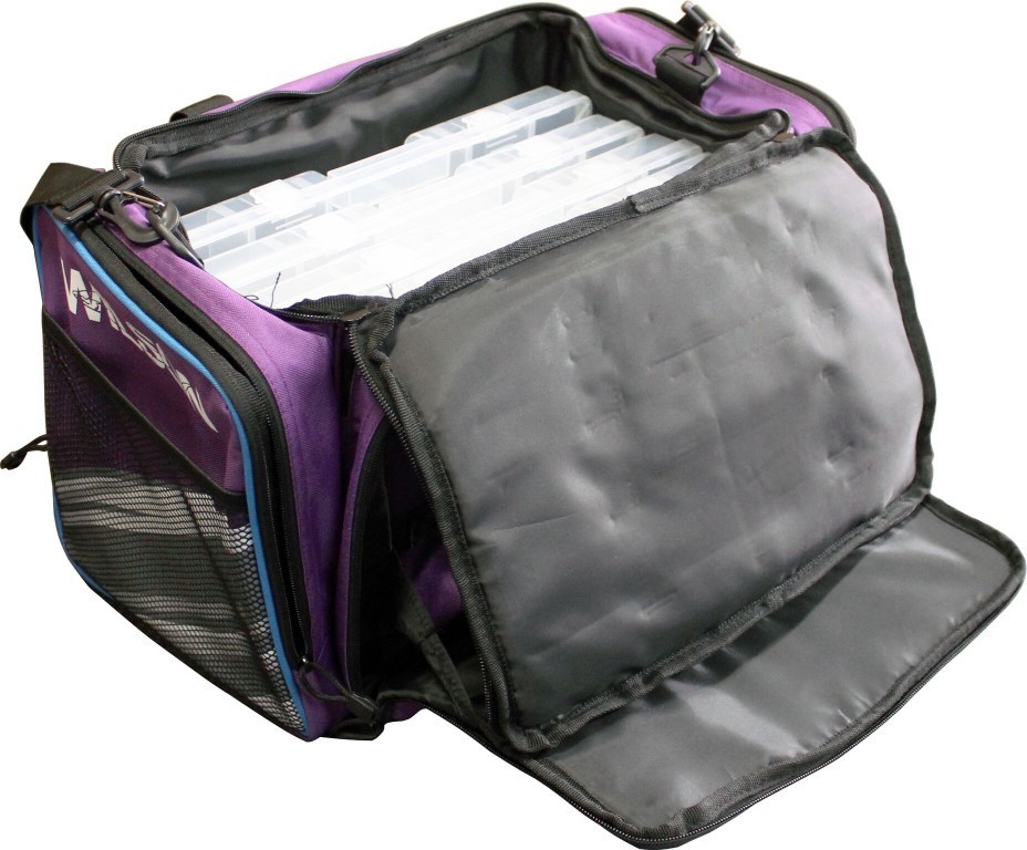 Wilson Large Purple Fishing Tackle Bag with 4 Tackle Boxes & Multiple