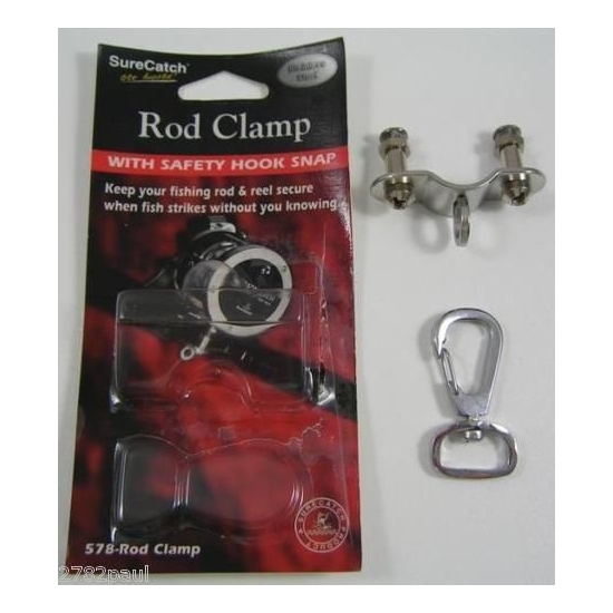 FISHING RODREEL CLAMP WITH SAFETY HOOK STAINLESS STEEL eBay