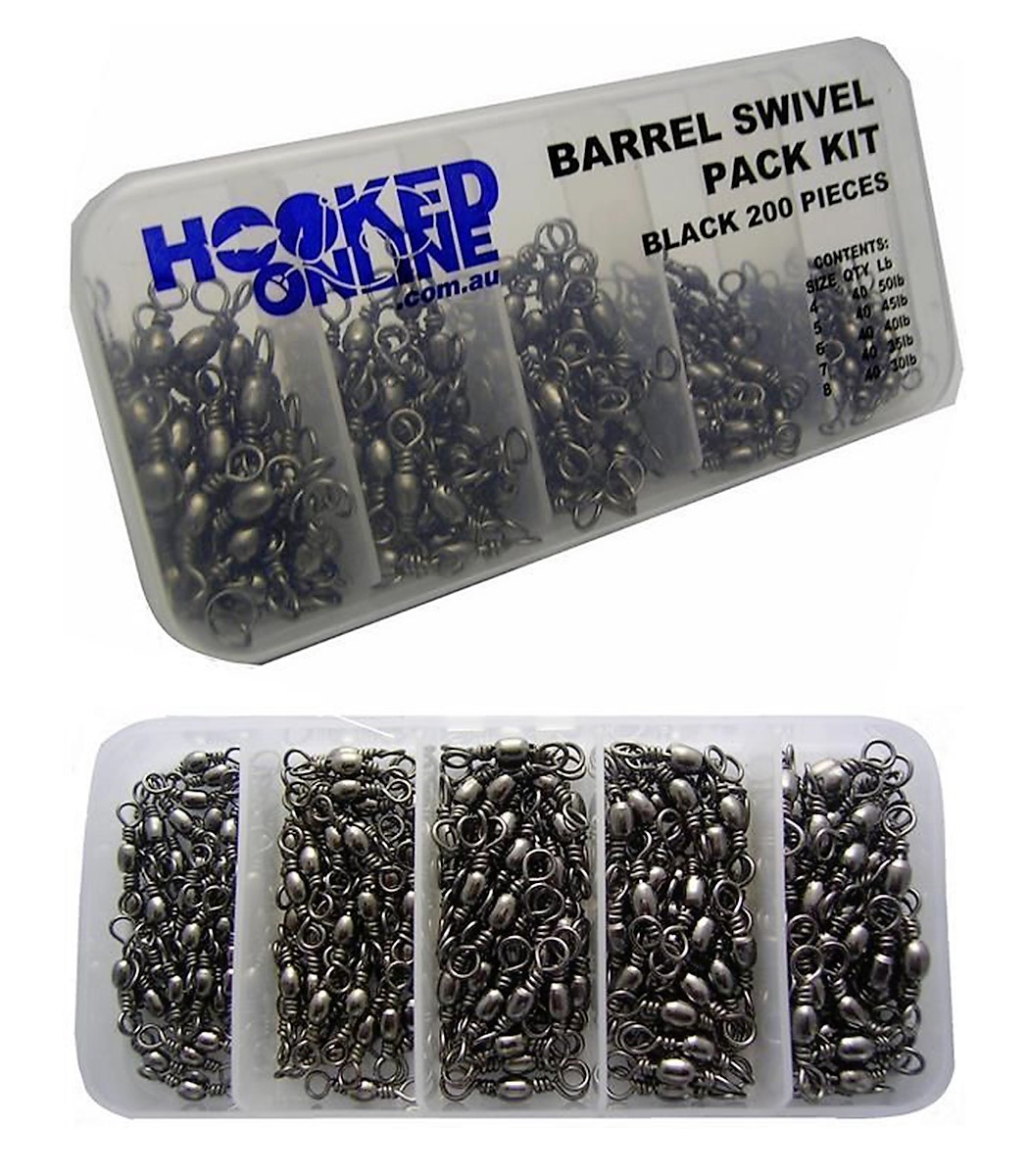 FISHING SWIVELS, BLACK BRASS BARREL 5 SIZES BULK 200PCS eBay