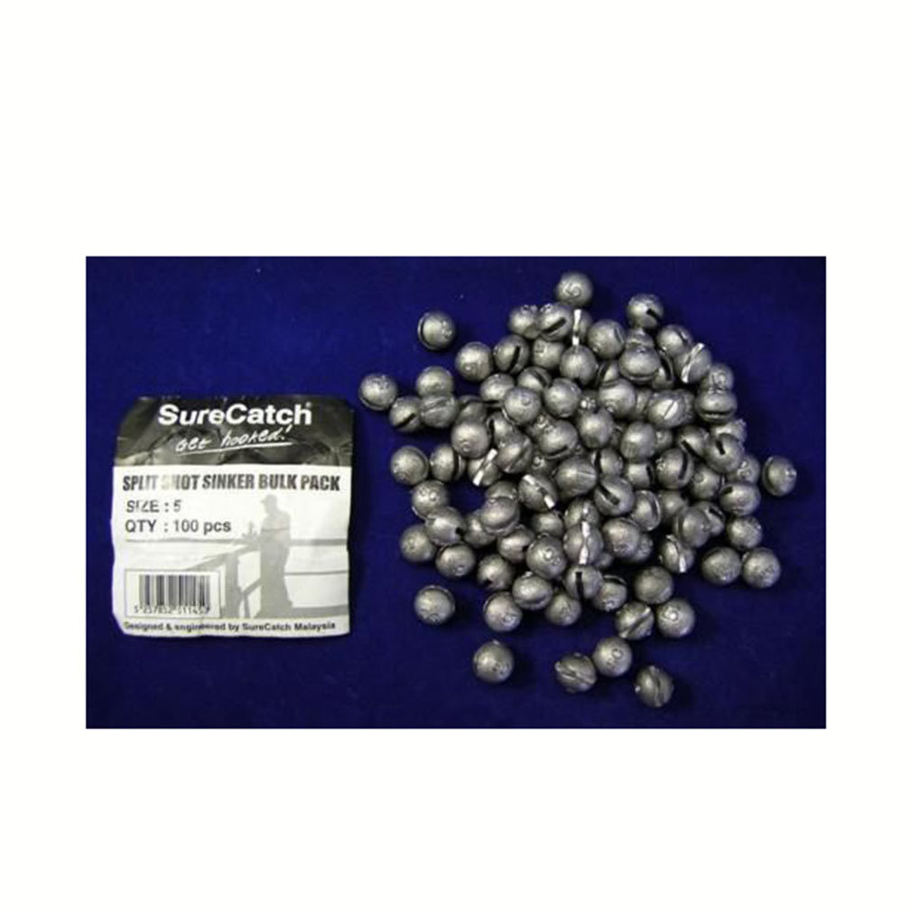100 x Size 5 Split Shot Fishing Sinkers Surecatch