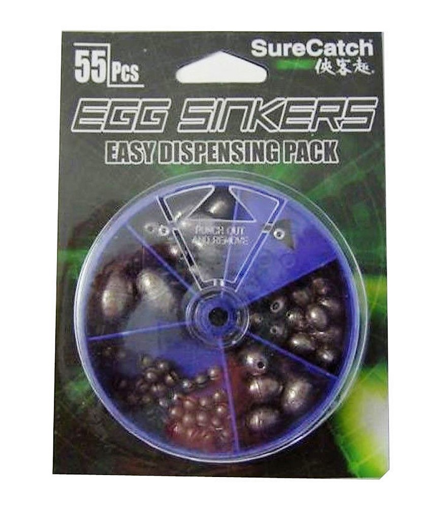 55 ASSORTED EGG SINKERS IN EASY DISPENSING PACK 5 SIZES eBay