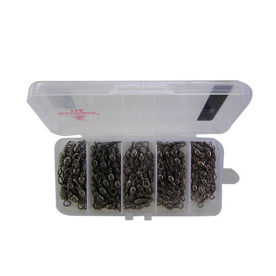 SWIVELS BLACK BRASS BARREL 5 SIZES LARGEx100+TACKLE BOX