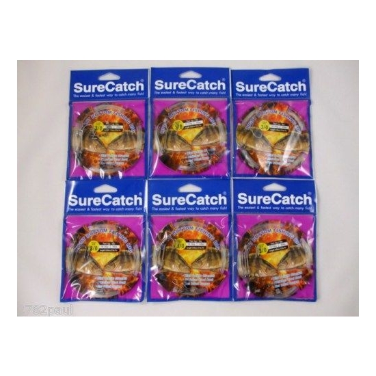 6 X SIZE 3/0 NIGHT BOTTOM FISHING RIGS - 40 LBS - BULK 6 PACK OF PRE-TIED RIGS