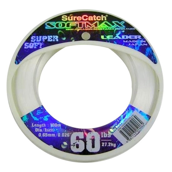 100m Spool of 60lb Surecatch Softmax Monofilament Fishing Leader