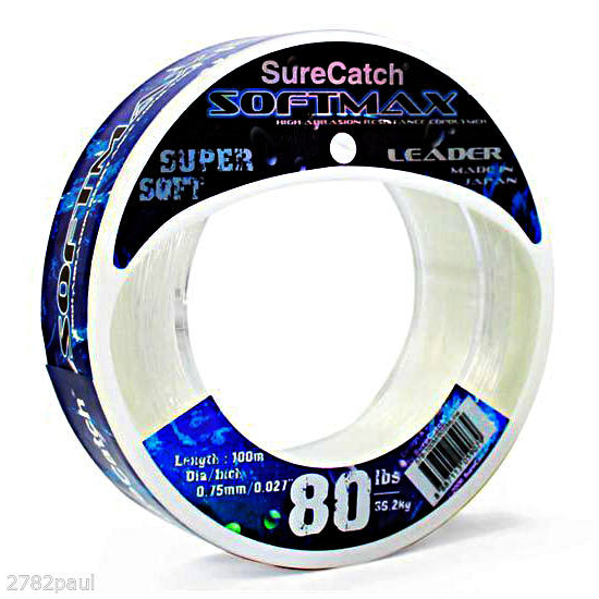 100m Spool of 80lb Surecatch Softmax Monofilament Fishing Leader