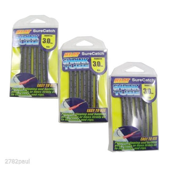 3 PACK - FISHING 3mm HEAT SHRINK TUBING - BLACK - 1.2m