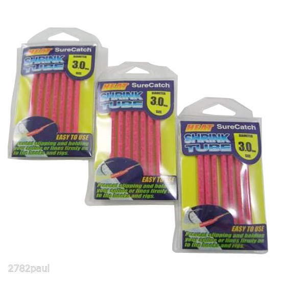 3 PACK - FISHING 3mm HEAT SHRINK TUBING - RED - 1.2m
