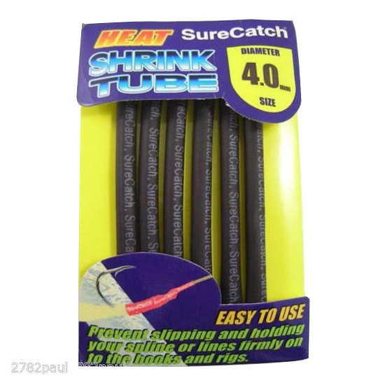 SURECATCH FISHING 4mm HEAT SHRINK TUBING - BLACK - 1m