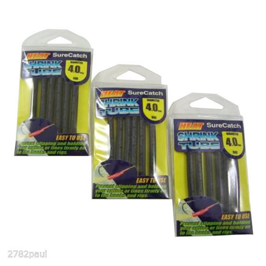 3 PACK - FISHING 4mm HEAT SHRINK TUBING - BLACK - 1m