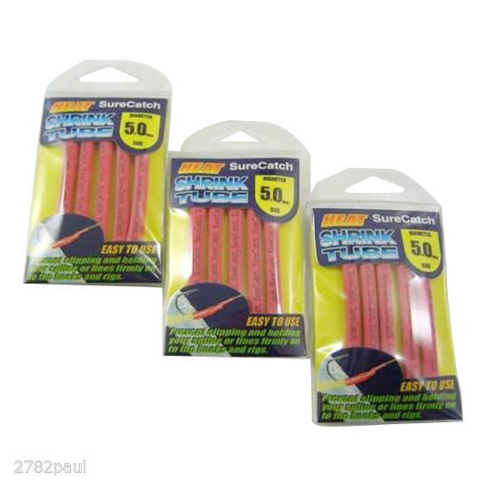 3 PACK - FISHING 5mm HEAT SHRINK TUBING - RED - 0.9m