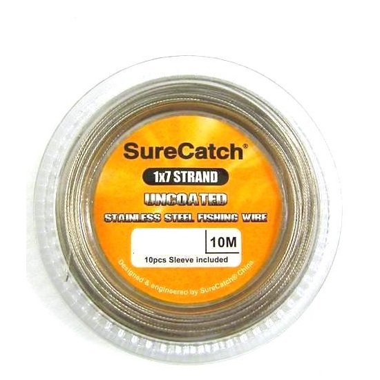 10m Coil of 60lb Surecatch Uncoated 7 Strand Stainless Steel Fishing Wire