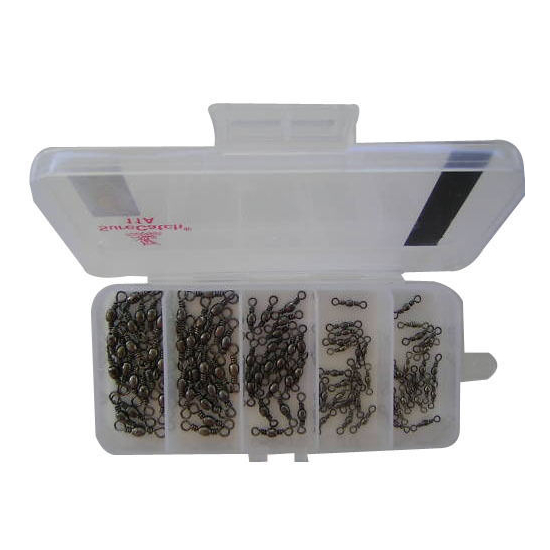 SWIVELS BLACK BRASS BARREL 5 SIZES smallx100+TACKLE BOX