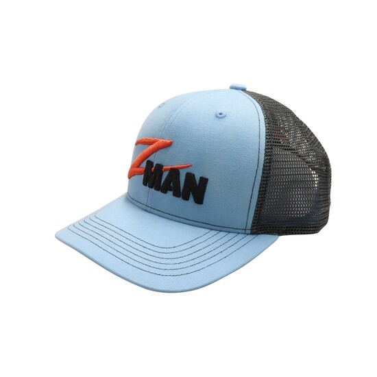 Zman Light Blue/Charcoal Premium Trucker Cap - Fishing Hat with Snap Closure