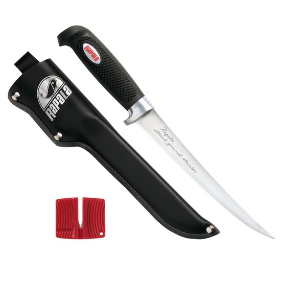 6 Inch Rapala Soft Grip Stainless Steel Fillet Knife With Sheath and Sharpener
