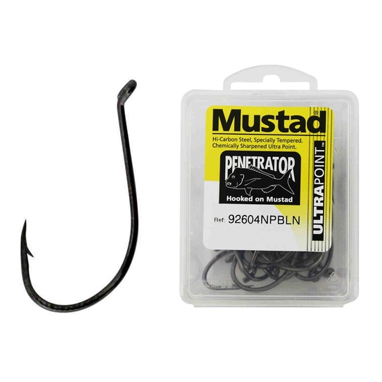 1 Box of Mustad 92604NPBLN Penetrator Chemically Sharpened Fishing Hooks
