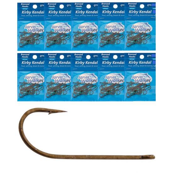 10 Pack Jarvis Walker Bronzed Kirby Kendal Fishing Hooks - 4 Sizes To Choose From
