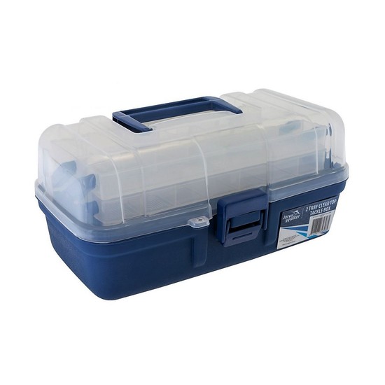 Jarvis Walker 2 Tray Clear Top Fishing Tackle Box - Tackle Storage Box -Tool Box