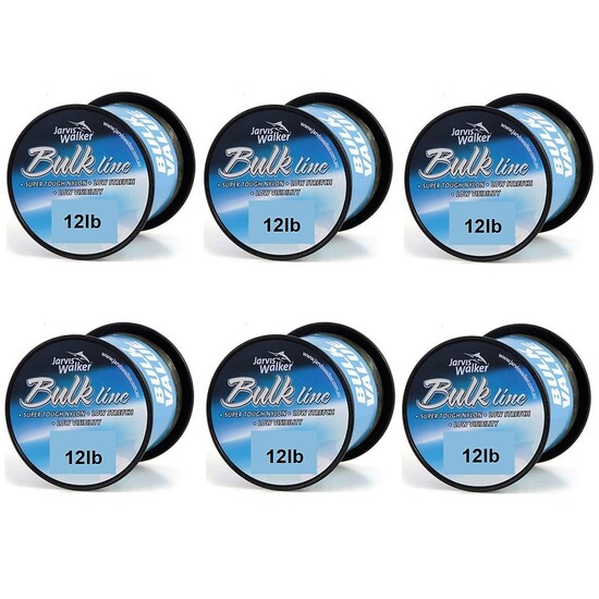 6 Spools of 12lb Jarvis Walker Bulk Mono Fishing Line-1000m Spools-Green-Bulk 6 Pack