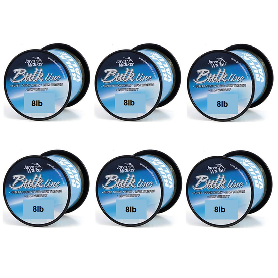 6 Spools of 8lb Jarvis Walker Bulk Mono Fishing Line-1200m Spools-Green-Bulk 6 Pack