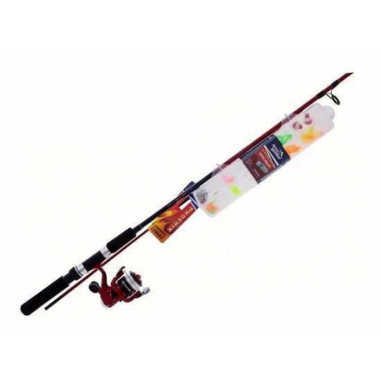 Jarvis Walker 6ft 2 Pce Phoenix Fishing Rod and Reel Combo with 70Pce Tackle Kit