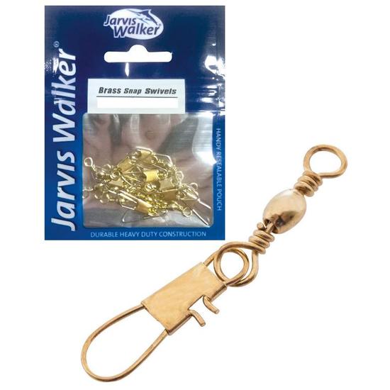 6 x Jarvis Walker Size 2 Brass Barrel Swivels with Interlock Snaps - 34lbs