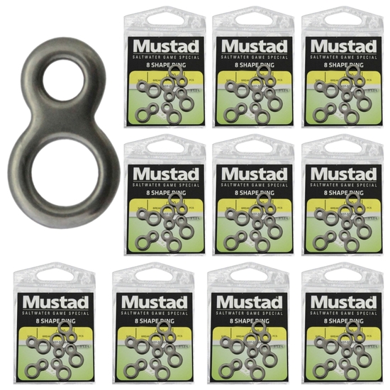 10 x Packets of Mustad Stainless Steel 8-Shaped Rings - Figure of Eight Rings