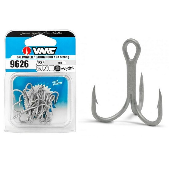 10 Pack of Size 2 VMC 9632 PS Permasteel Treble Hooks - 2 x Strong Trebles