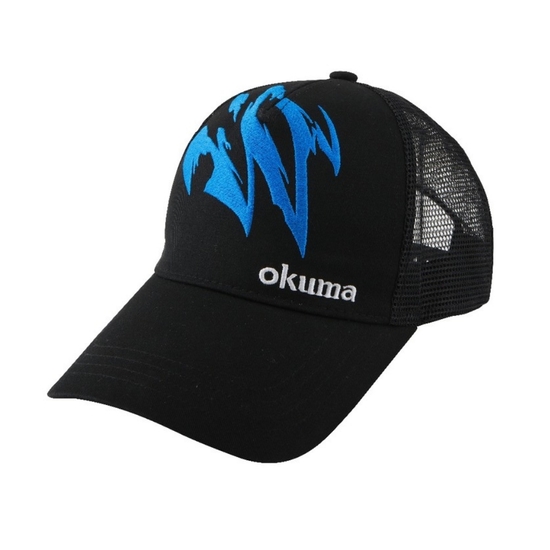 Okuma Black Motif Trucker Fishing Cap with Adjustable Clip - Fishing Hat