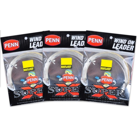 3 x 2.5m Lengths of 45lb PENN Super X Wind On Leader - Mono Fishing Leader