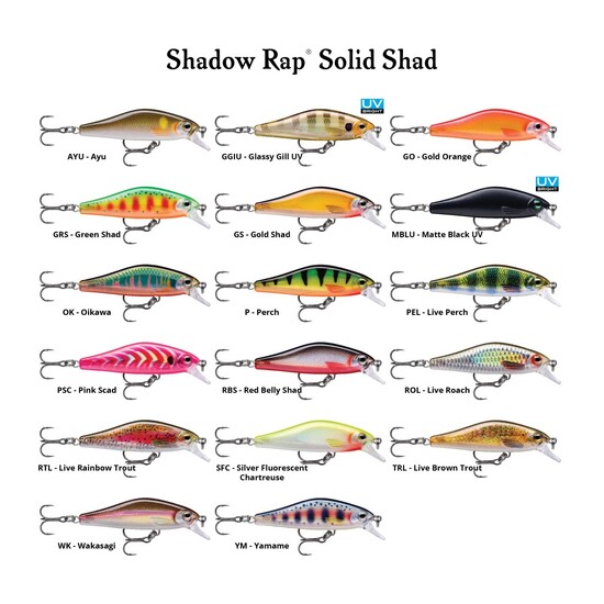 5cm Rapala Shadow Rap Solid Shad Fast Sinking Jerkbait/Twitchbait Fishing Lure