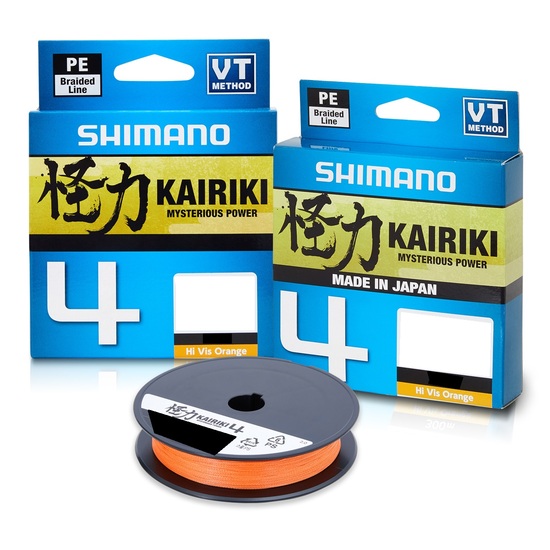 1 x 150m Spool Of Shimano Kairiki 4 Braided Fishing Line - Hi Vis Orange Braid