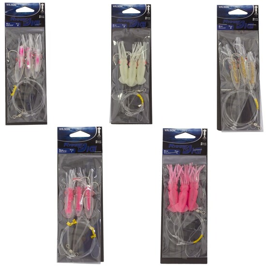 Wilson 7cm Rigged to Jig Rig - Three Hook Squid Style Jig - Fully UV Active