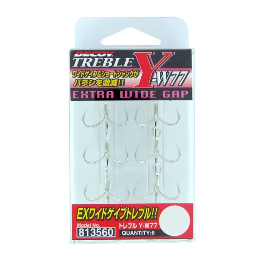 6 Pack of Decoy Y-W77 Extra Wide Gap Treble Fishing Hooks -Japanese Made Trebles