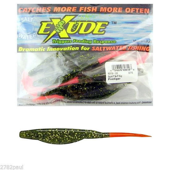 EXUDE 5" RT SLUG LURE - FIRETIGER - SOFT PLASTIC WITH FISH ATTRACTANT OIL