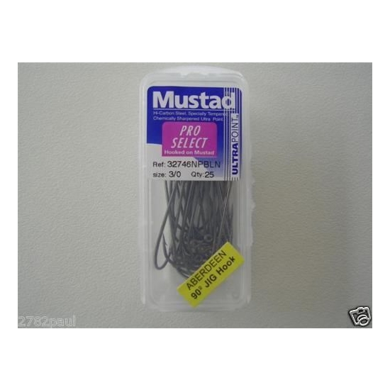 MUSTAD 32746NPBLN - Size 3/0 Qty 25 - ABERDEEN 90 Degrees Fishing Hooks