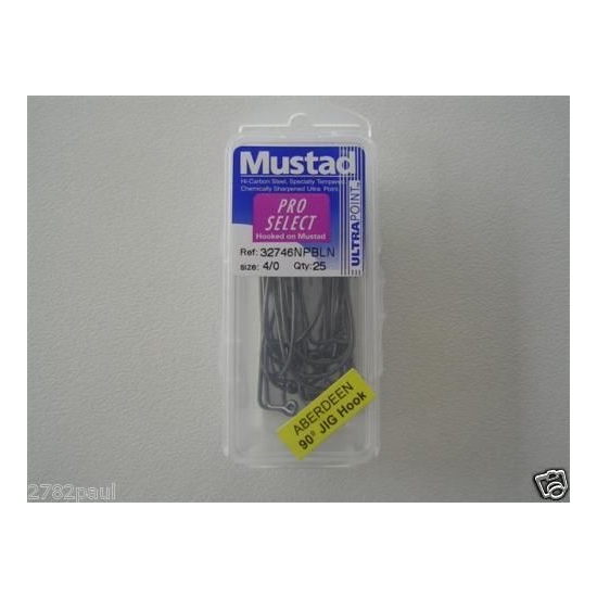 MUSTAD 32746NPBLN - Size 4/0 Qty 25 - ABERDEEN 90 Degrees Fishing Hooks