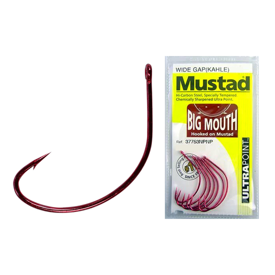 MUSTAD BIG MOUTH SIZE 5/0 QTY 6 - 37753NPNP - CHEMICALLY SHARPENED FISHING HOOKS