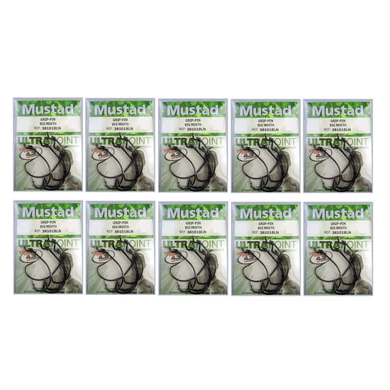 MUSTAD KEVIN VAN DAM GRIP PIN SIZE 2/0 - BULK 10 Pce VALUE PACK - 38101BLN