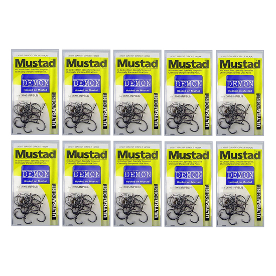 MUSTAD DEMON SIZE 4/0 - 39951NPBLN- BULK 10 Pce VALUE PACK -CHEMICALLY SHARPENED