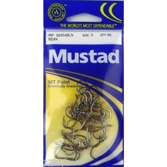 SIZE 2 MUSTAD 92554BLN M.T POINT BEAK HOOKS QTY 40 SUICIDE FISHING HOOKS