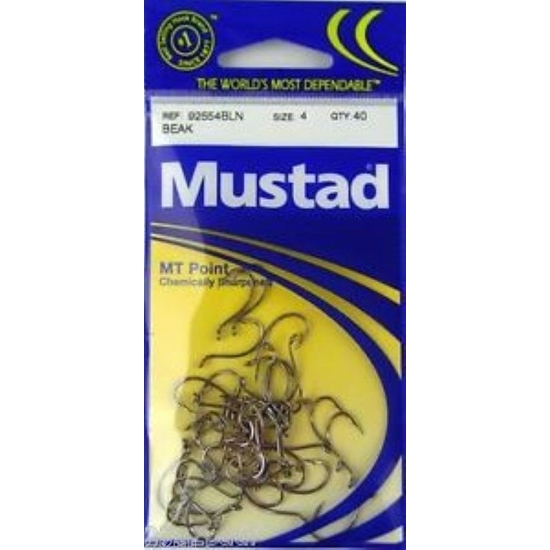 SIZE 4 MUSTAD 92554BLN M.T POINT BEAK HOOKS QTY 40 SUICIDE FISHING HOOKS
