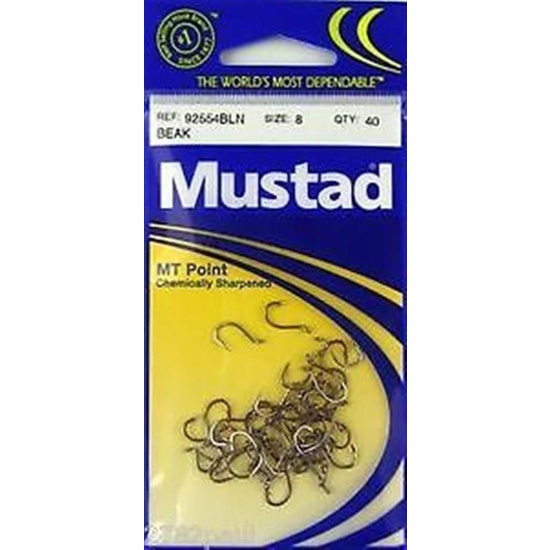 SIZE 8 MUSTAD 92554BLN M.T POINT BEAK HOOKS QTY 40 SUICIDE FISHING HOOKS