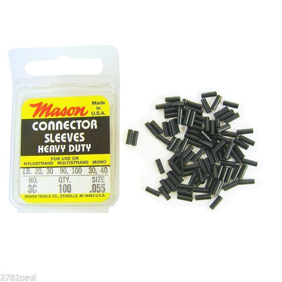 100 x Size 3 Mason Crimps - Crimping Connector Sleeves for Fishing Wire/Line