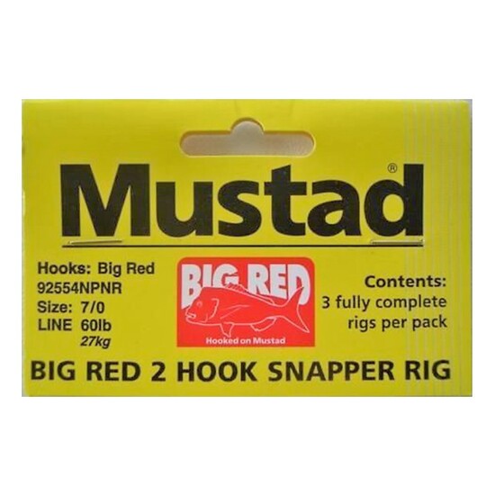 MUSTAD BIG RED SNAPPER RIG 2 HOOK SET UP X 3 RIGS 7/0