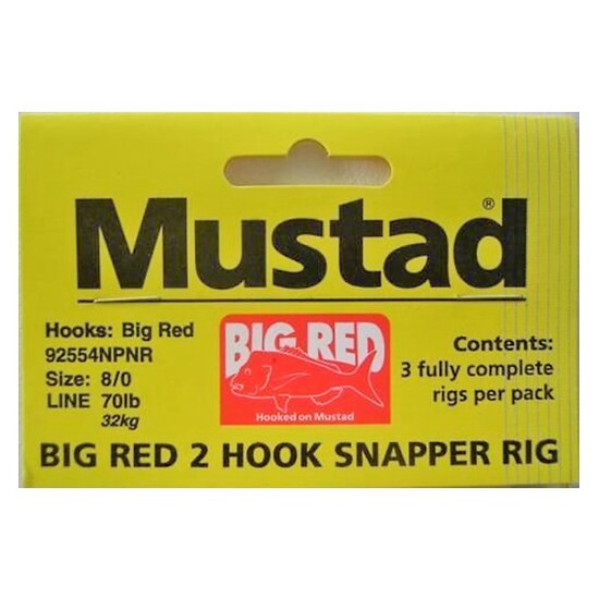 MUSTAD BIG RED SNAPPER RIG 2 HOOK SET UP X 3 RIGS 8/0