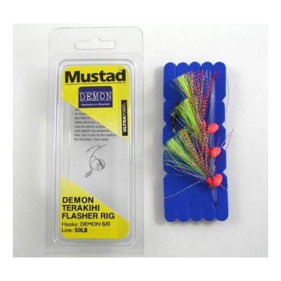 MUSTAD DEMON TERAKIHI SIZE 6/0 FLASHER 3 HOOK FISHING RIG