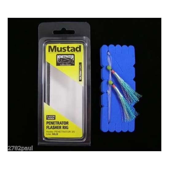 Size 3/0 Mustad Penetrator Flasher Rig - Colour CC - 2 Hook Snapper Rig