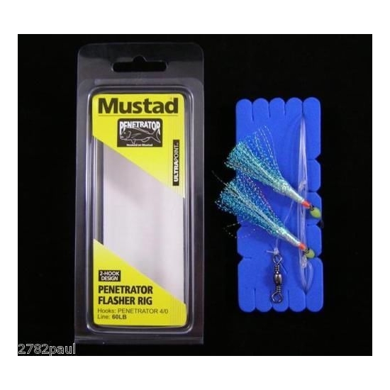 Size 4/0 Mustad Penetrator Flasher Rig - Colour CC - 2 Hook Snapper Rig